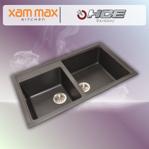HCE Double Bowl Granite Sink GKS 8650 - Metalic Black