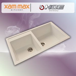 HCE Double Bowl Granite Sink GKS 8650 - White