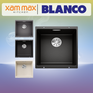 Blanco - Subline 400-U - Silgranit Undermount Single Bowl Granite Sink InFino Waste / Kitchen Sink / Black / Rock Grey