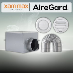 Airegard SQ-600 8" Exhaust Fan Ventilator C/W Wall Vent Kit (Flexible Hose + Duct Cover) [Super Quiet Series] Set