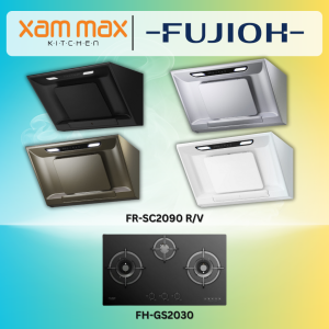 Fujioh Inclined Hood FR-SC2090 V/R (With GFO Duct Cover) + Fujioh Gas Hob FH-GS2030 SVGL