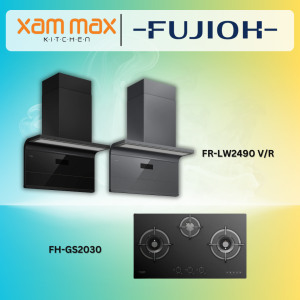 FUJIOH Chimney Hood FR-LW2490 V + FUJIOH Gas Hob FH-GS2030 SVGL