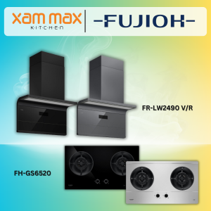 FUJIOH Chimney Hood FR-LW2490 V + FUJIOH GS6520 Gas Hob
