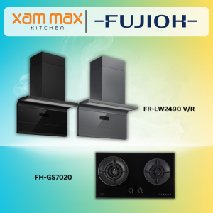 FUJIOH L-Shaped Cooker Hood FR-LW2490 V + FUJIOH Gas Hob FH-GS7020 SVGL