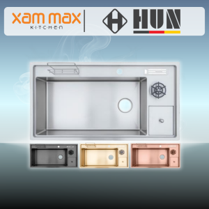 HUN (760 x 395 x 230 mm) Nano Single Bowl Topmount SUS304 Stainless Steel Korean Style Handmade Kitchen Sink / Sinki Dapur