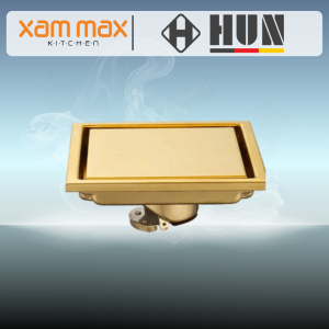 HUN HFD424-SS Gold Floor Drainer | SUS304 Stainless Steel Floor Trap & Grating