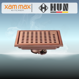 HUN HFD 436-SS Rose Gold Transparent Floor Drainer | SUS304 Stainless Steel Floor Trap & Grating