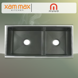 MUUD MKS-8745-T Double Bowl Undermount Sink – Nano Titanium SUS201 Stainless Steel Kitchen Sink (870 x 450 x 230mm)