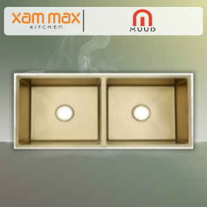 MUUD MKS-9745-G Double Bowl Undermount Sink – Nano Gold SUS201 Stainless Steel Kitchen Sink (970 x 450 x 230mm)
