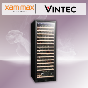 VINTEC VWS165SCA-X Wine Chiller | 166 Bottle Single Zone Wine Cooler with Wooden Shelves & Electronic Temperature Control